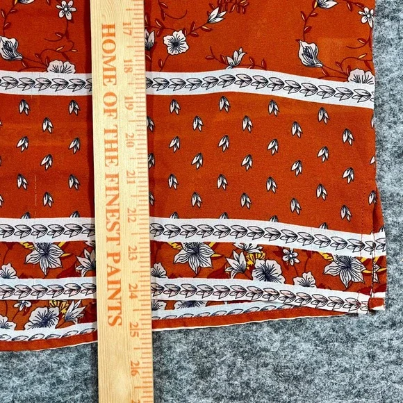 Liz Claiborne Blouse Womens Small Orange Floral Cap Sleeve V-Neck Boho Office - Picture 9 of 12
